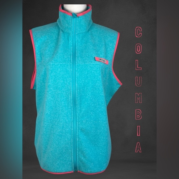 Columbia PFG | Women’s Harborside Teal Blue Pink Trim Fleece Vest | NWT! - Picture 1 of 4